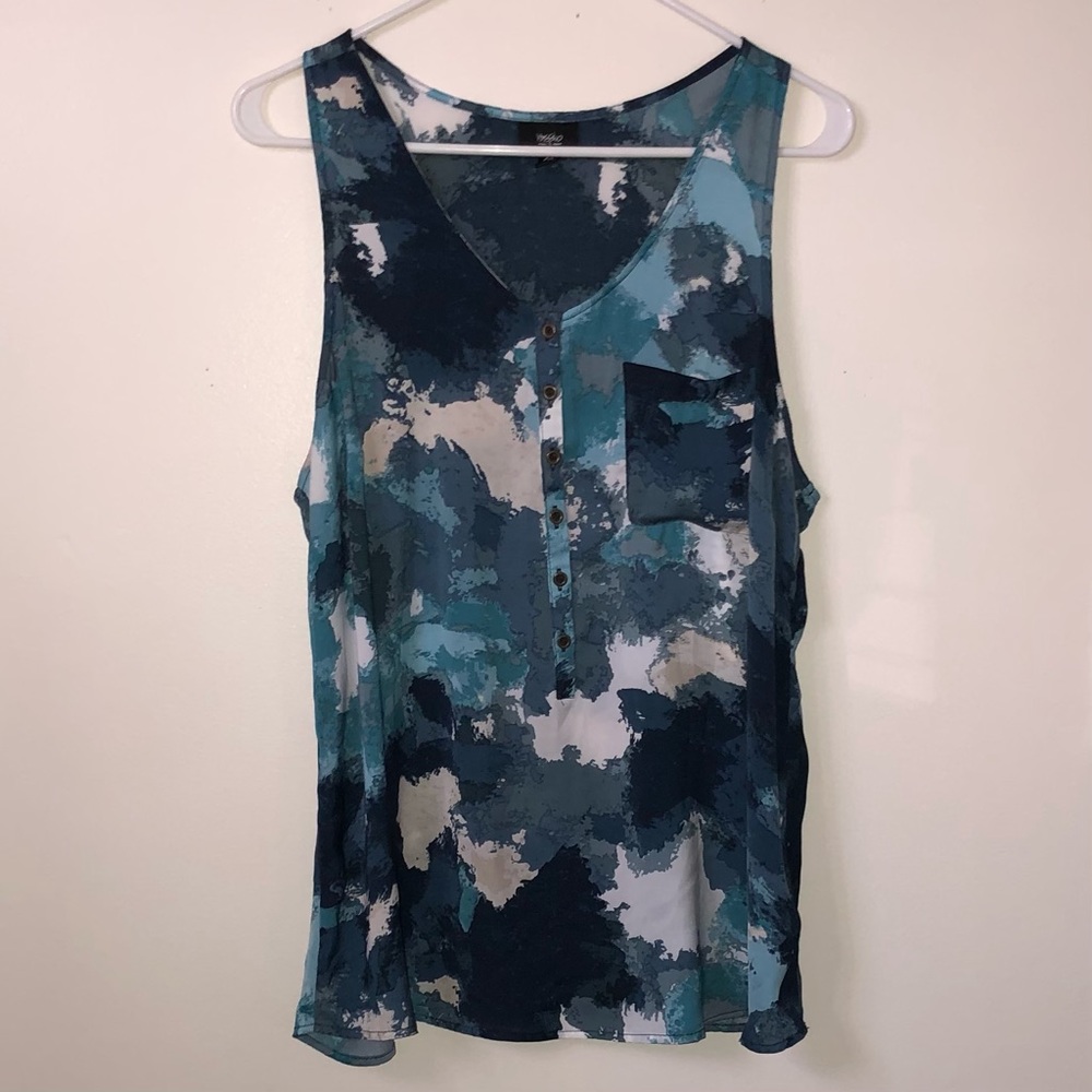 Mossimo 🤍 Splatter 💙🖤 Tank Top
